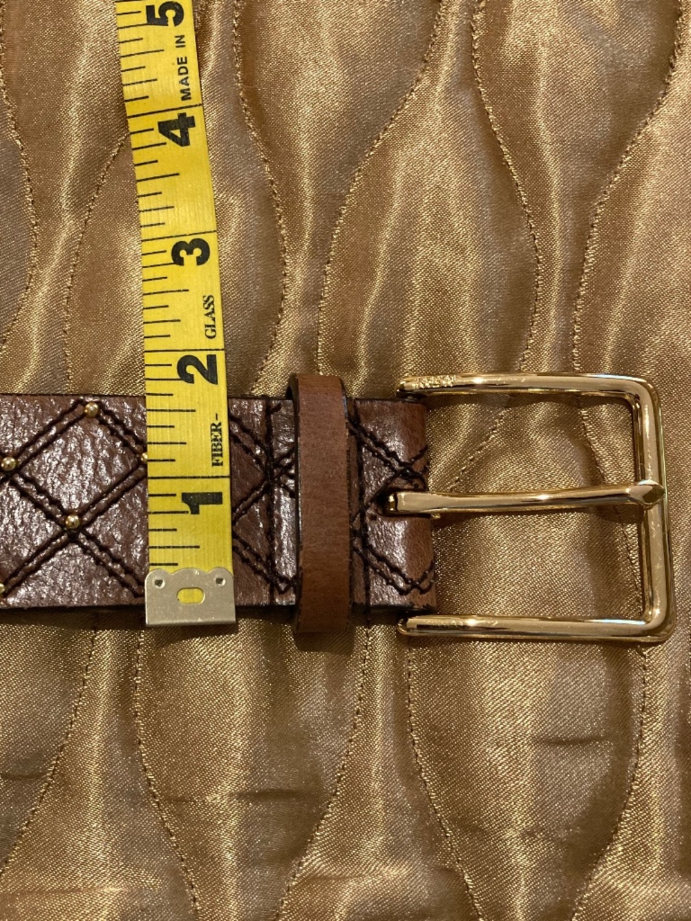 VTG ALFANI Dark Brown and Gold Leather Belt Size L - Picture 6 of 6